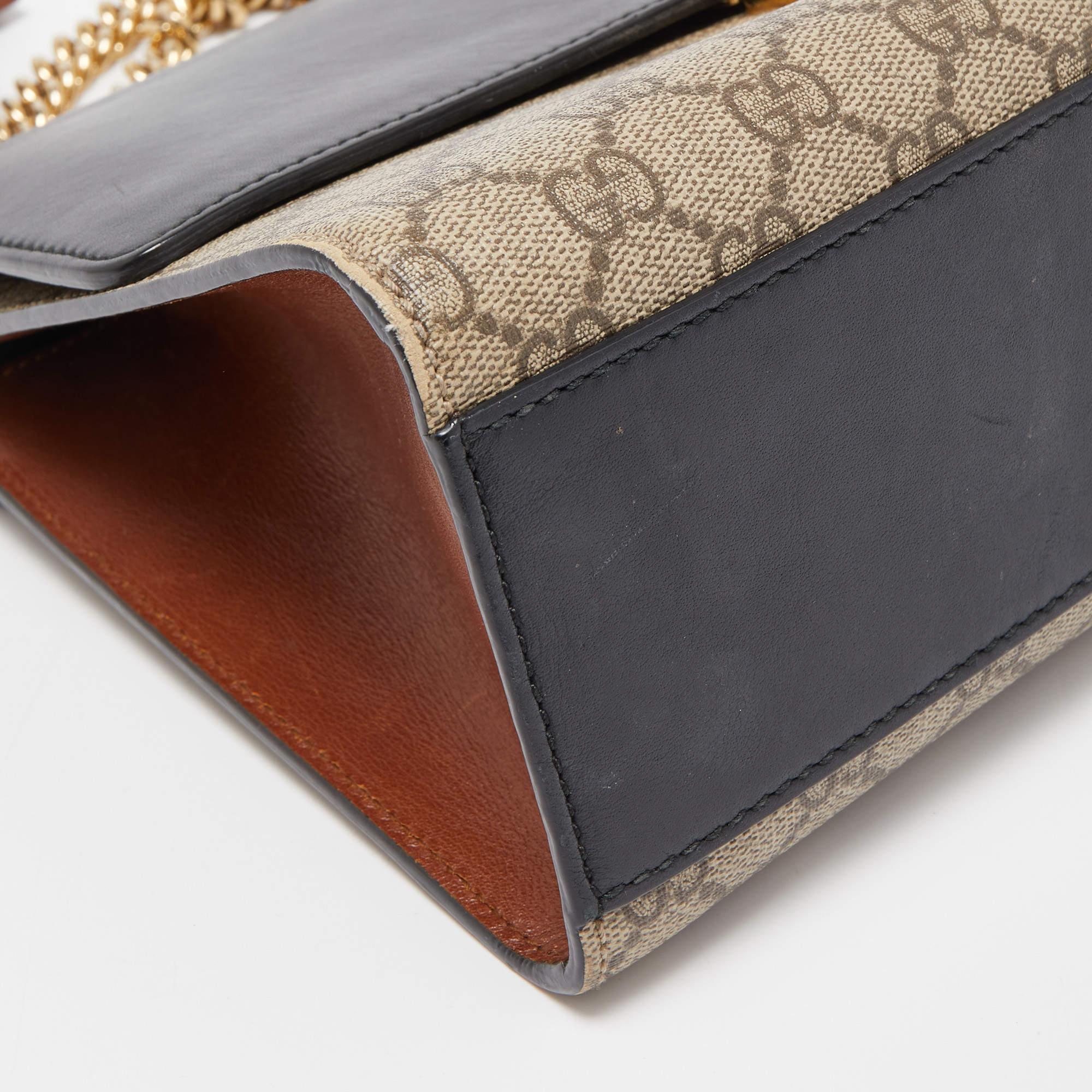 Gucci Black/Brown GG Supreme Canvas and Leather Medium Padlock Shoulder Bag 2