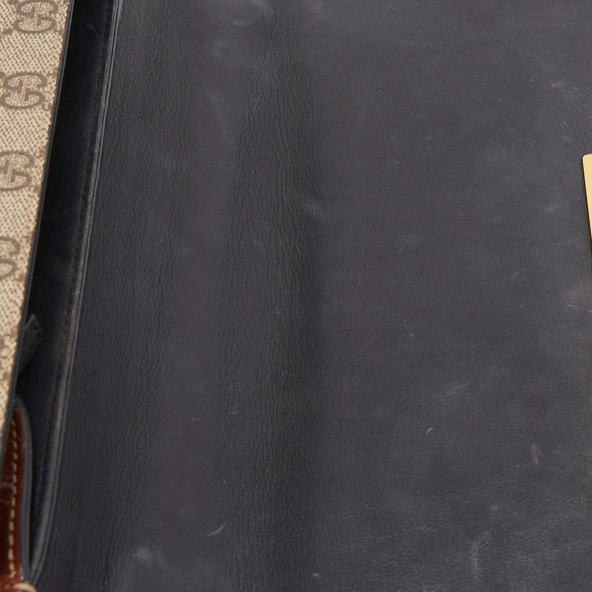 Gucci Black/Brown GG Supreme Canvas and Leather Medium Padlock Shoulder Bag 4