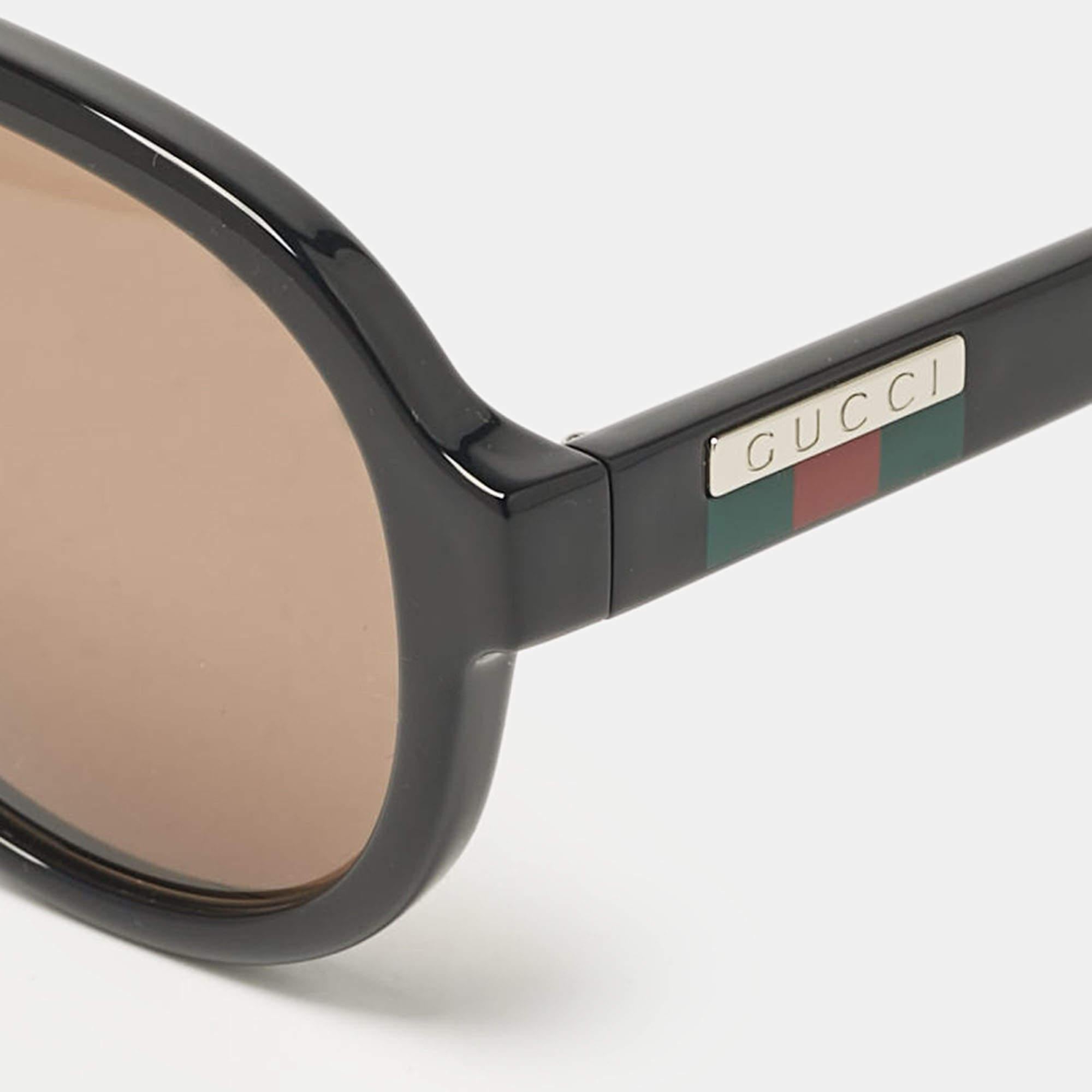 Gucci Black/Brown GG0767S Web Aviator Sunglasses In New Condition In Dubai, Al Qouz 2
