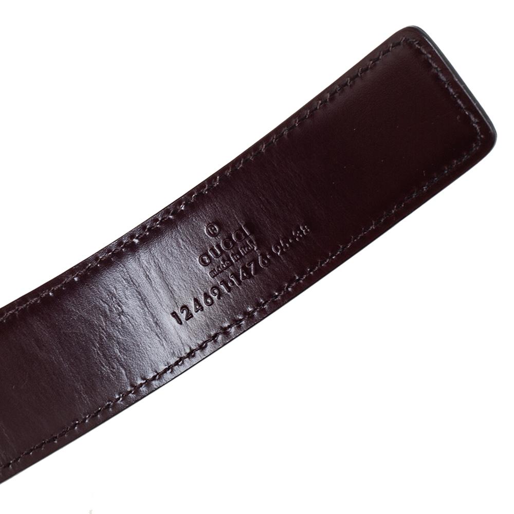 Gucci Black/Brown Glossy Leather G Buckle Reversible Belt 95CM 1