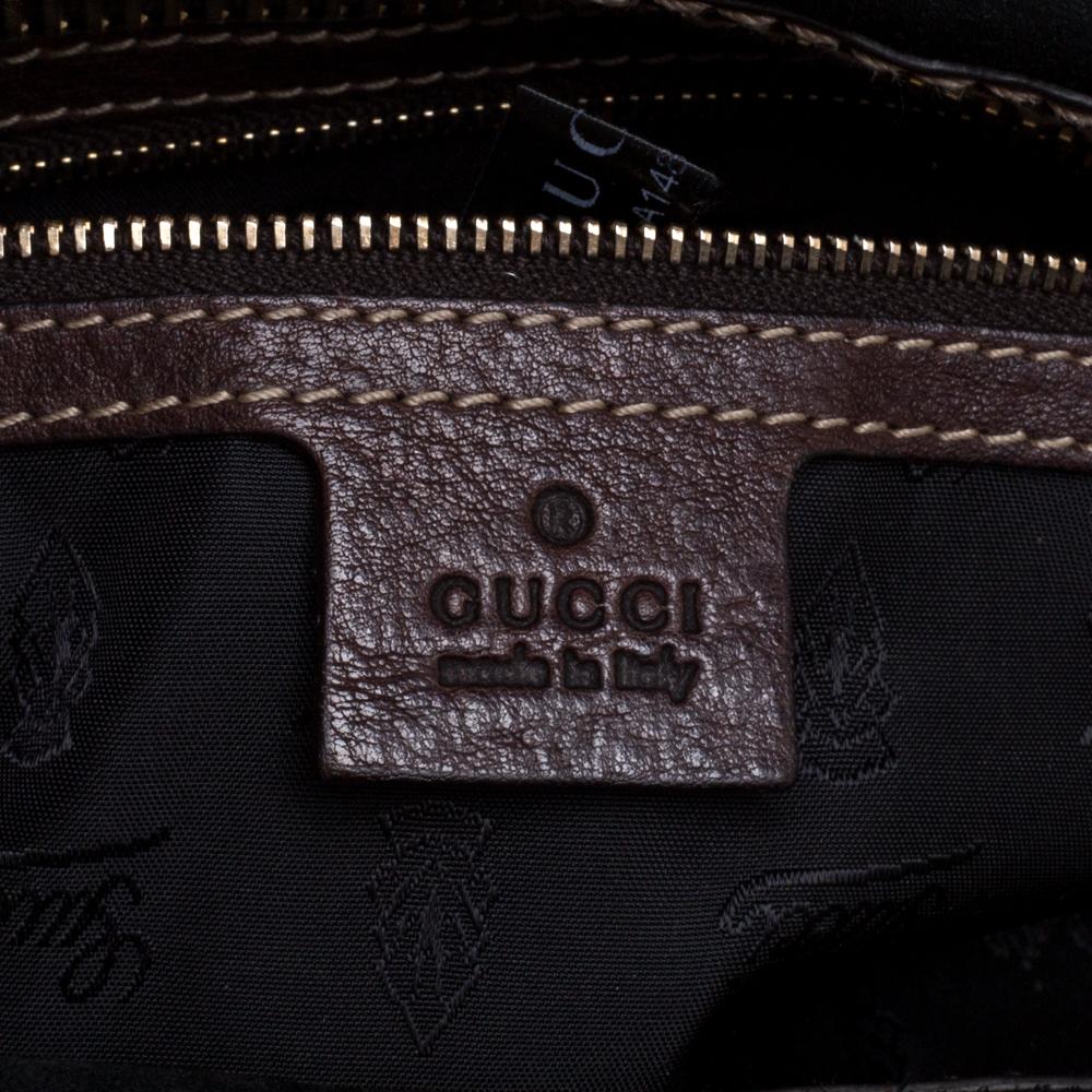 Gucci Black/Brown Leather and Suede Aviatrix Boston Bag 4
