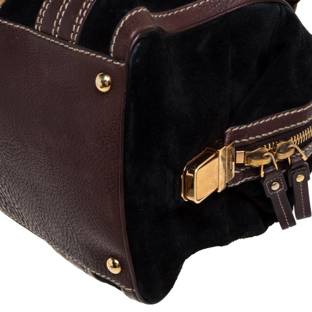 Women's Gucci Black/Brown Leather and Suede Aviatrix Boston Bag