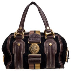 Used Gucci Black/Brown Leather and Suede Aviatrix Boston Bag
