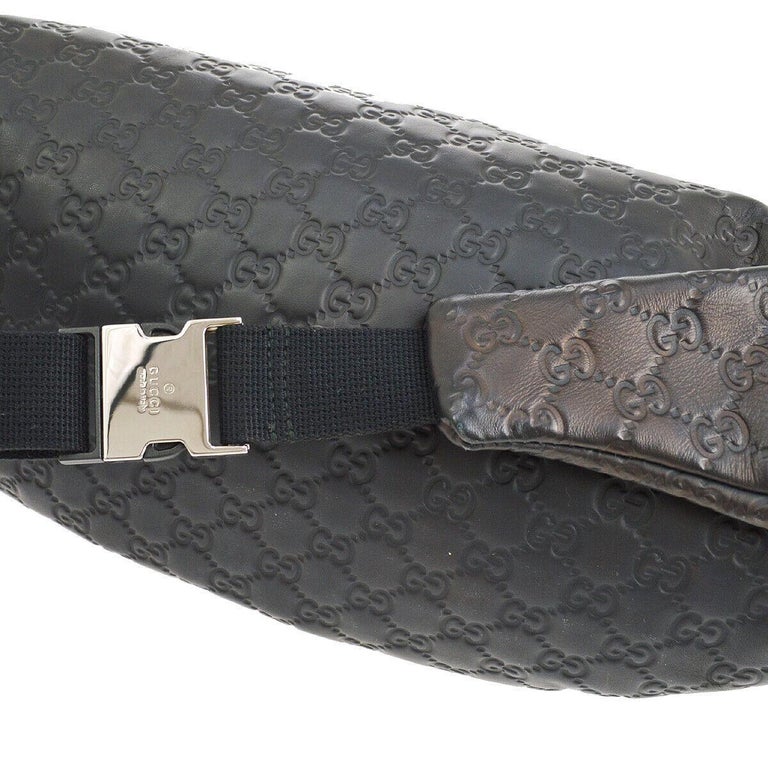 Gucci Black Brown Leather GG Logo Men's Women's Travel Fanny Pack Waist