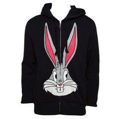 Gucci Black Bugs Bunny Embroidered Cotton Zip Up Sweatshirt M