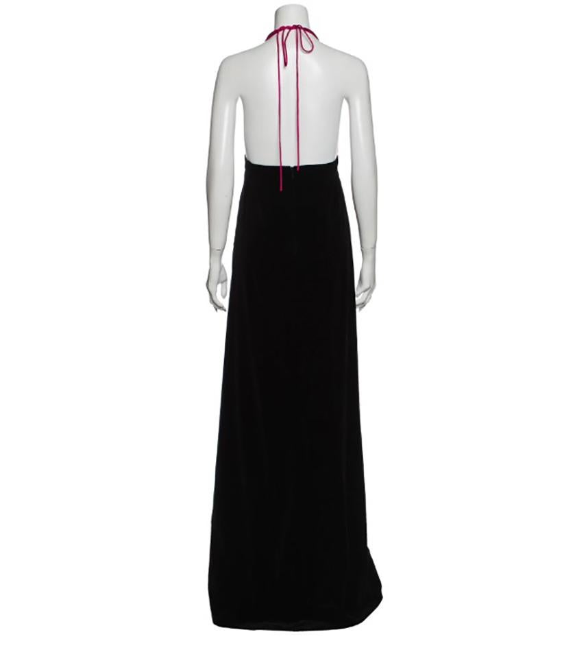 GUCCI BLACK/BURGUNDY HALTER NECK  LONG EVENING DRESS Size IT 40 - US 4  In Excellent Condition In Montgomery, TX