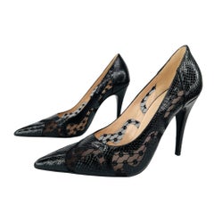 Gucci Black Calf Python Print GG Rhombus Heels (EU 36)