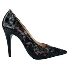 Gucci Black Calf Python Print GG Rhombus Heels (EU 36)