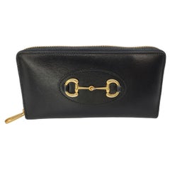 Gucci Black Calfskin 1955 Horsebit Long Wallet