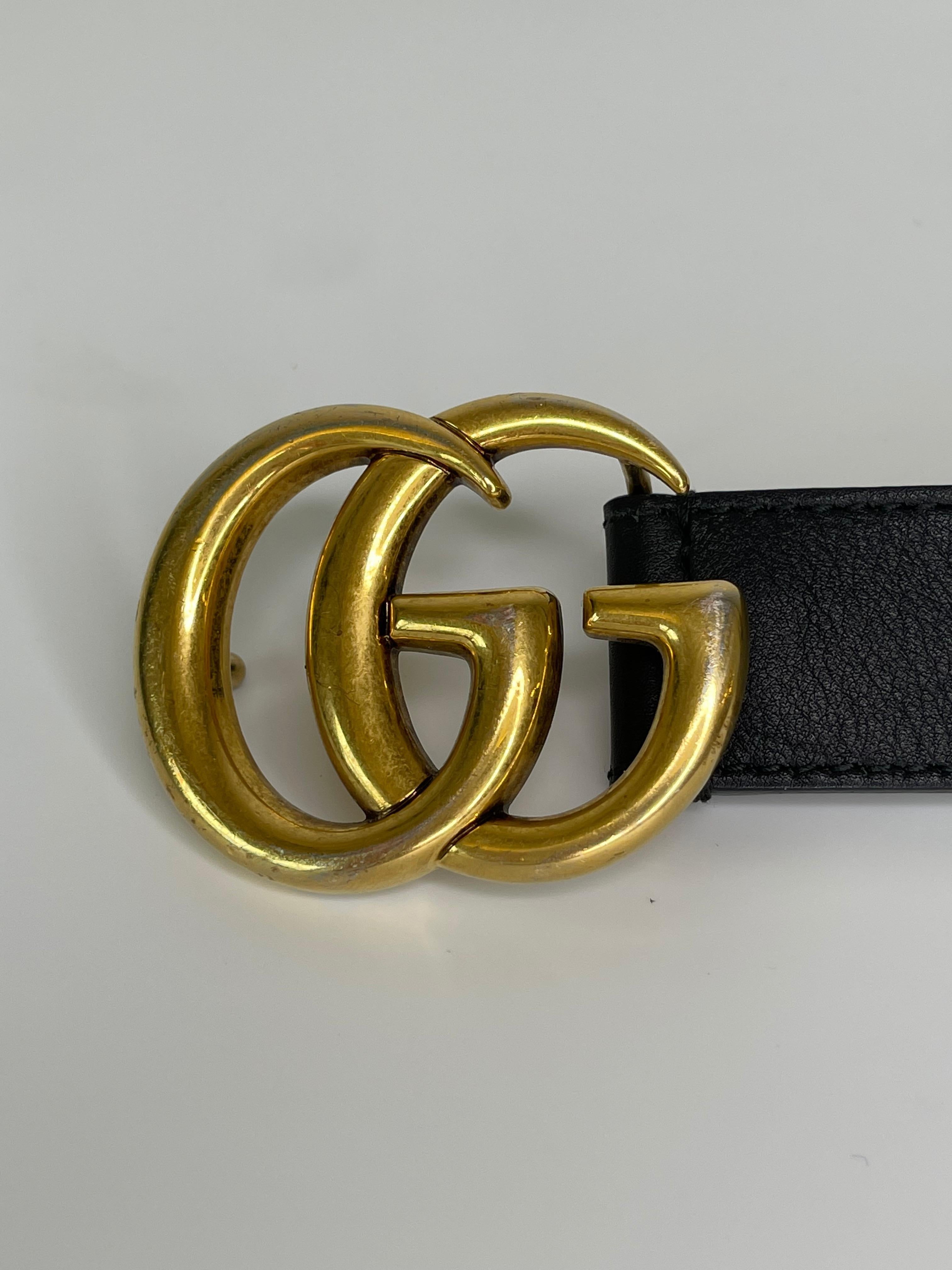 Gucci Black Calfskin Double G Belt (90/36) In Good Condition In Montreal, Quebec