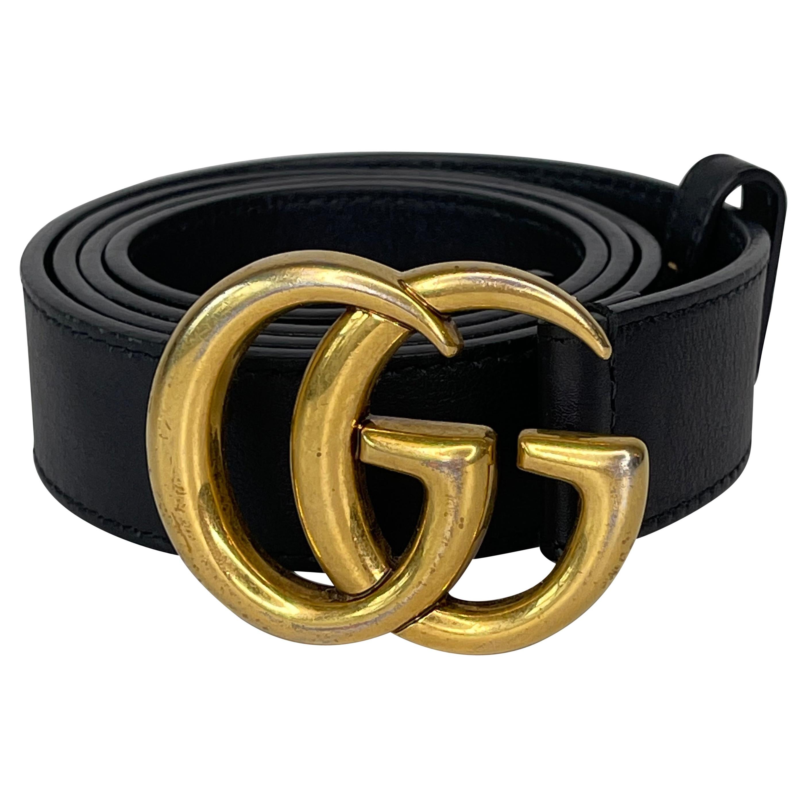 Gucci Black Calfskin Double G Belt (90/36)