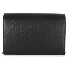 Gucci Black Calfskin GG Debossed Chain Wallet