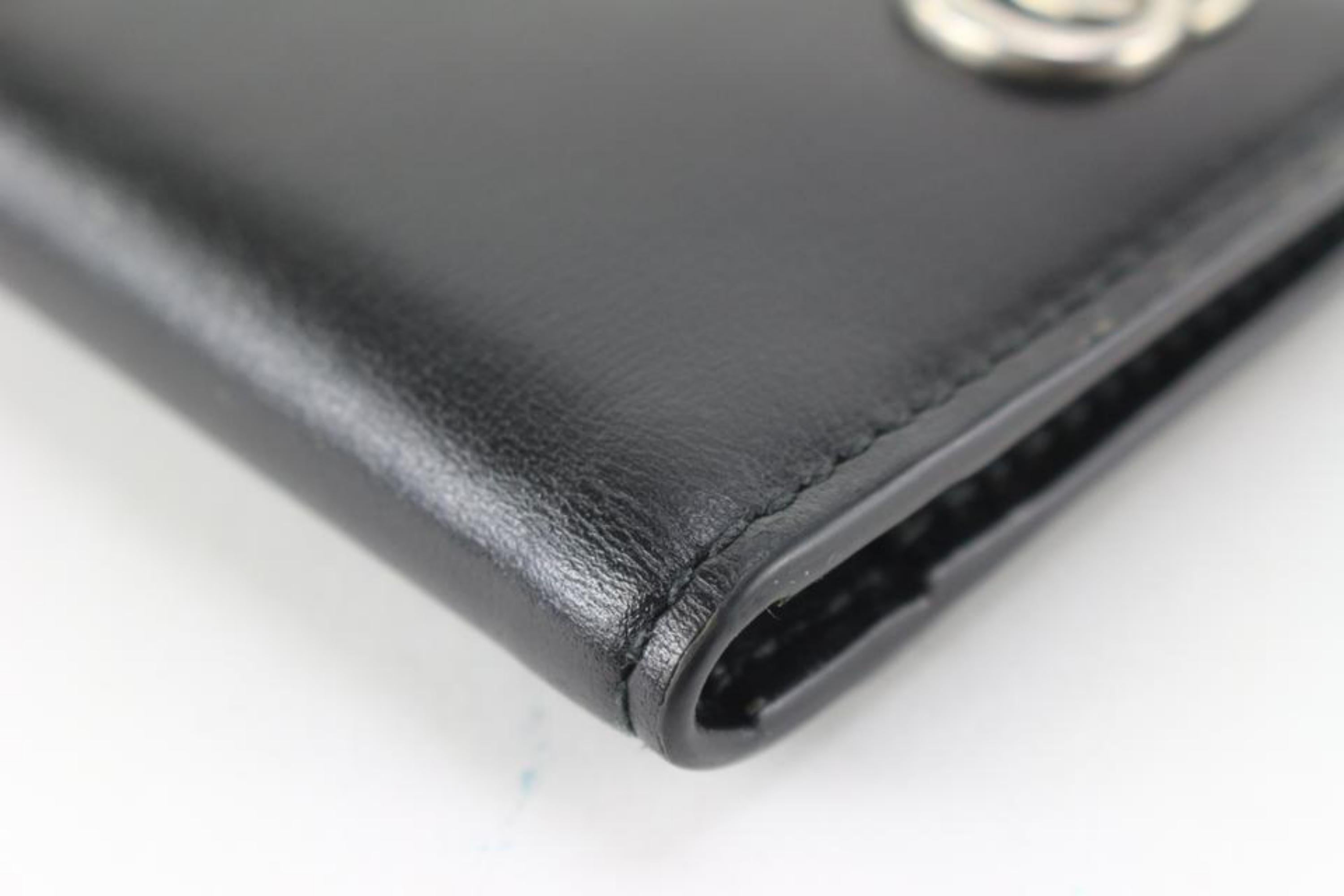 Gucci Black Calfskin GG Marmont Card Case Wallet 40g714s In Good Condition In Dix hills, NY