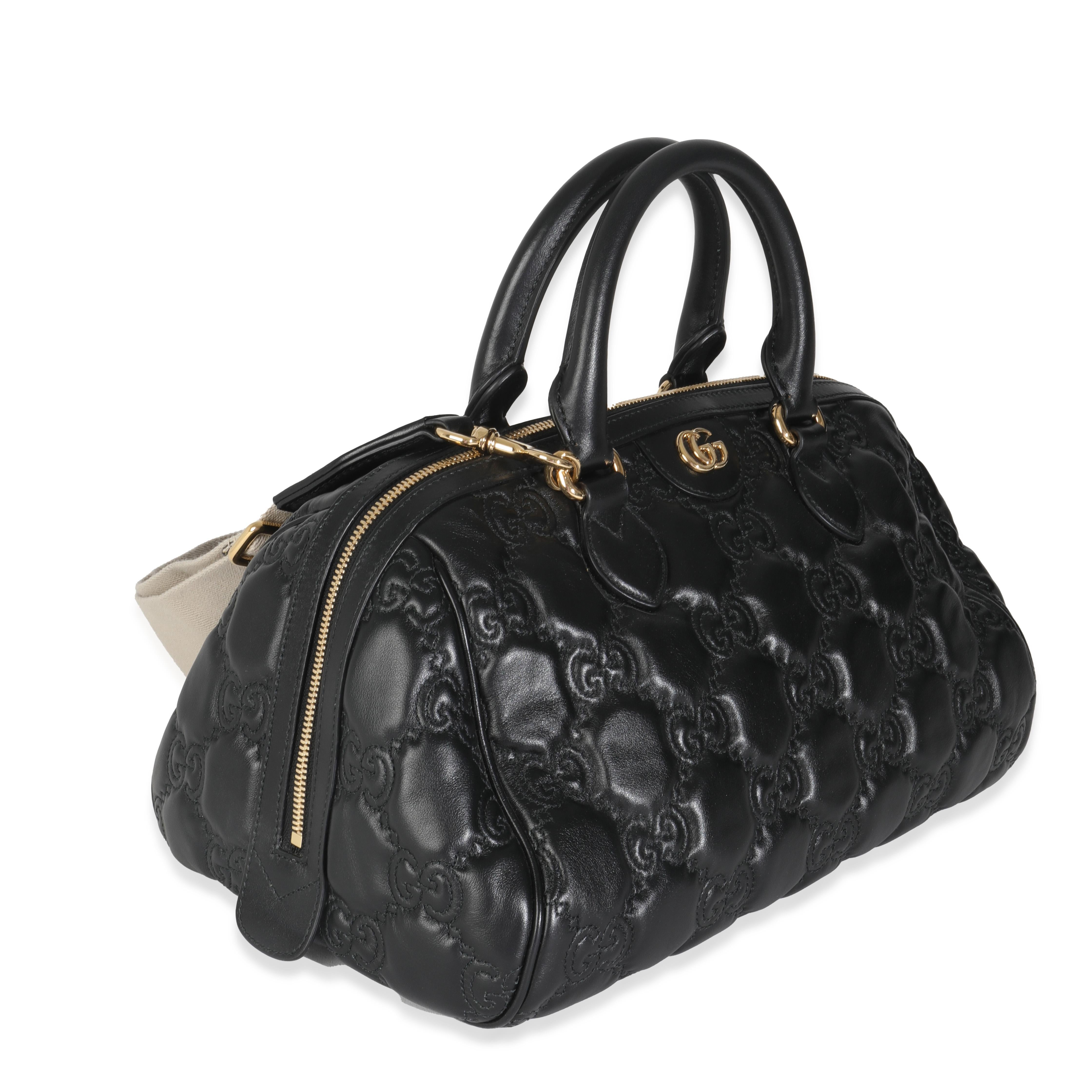 Bolso bombín mediano Gucci GG Matelasse de piel de becerro negra Negro en venta
