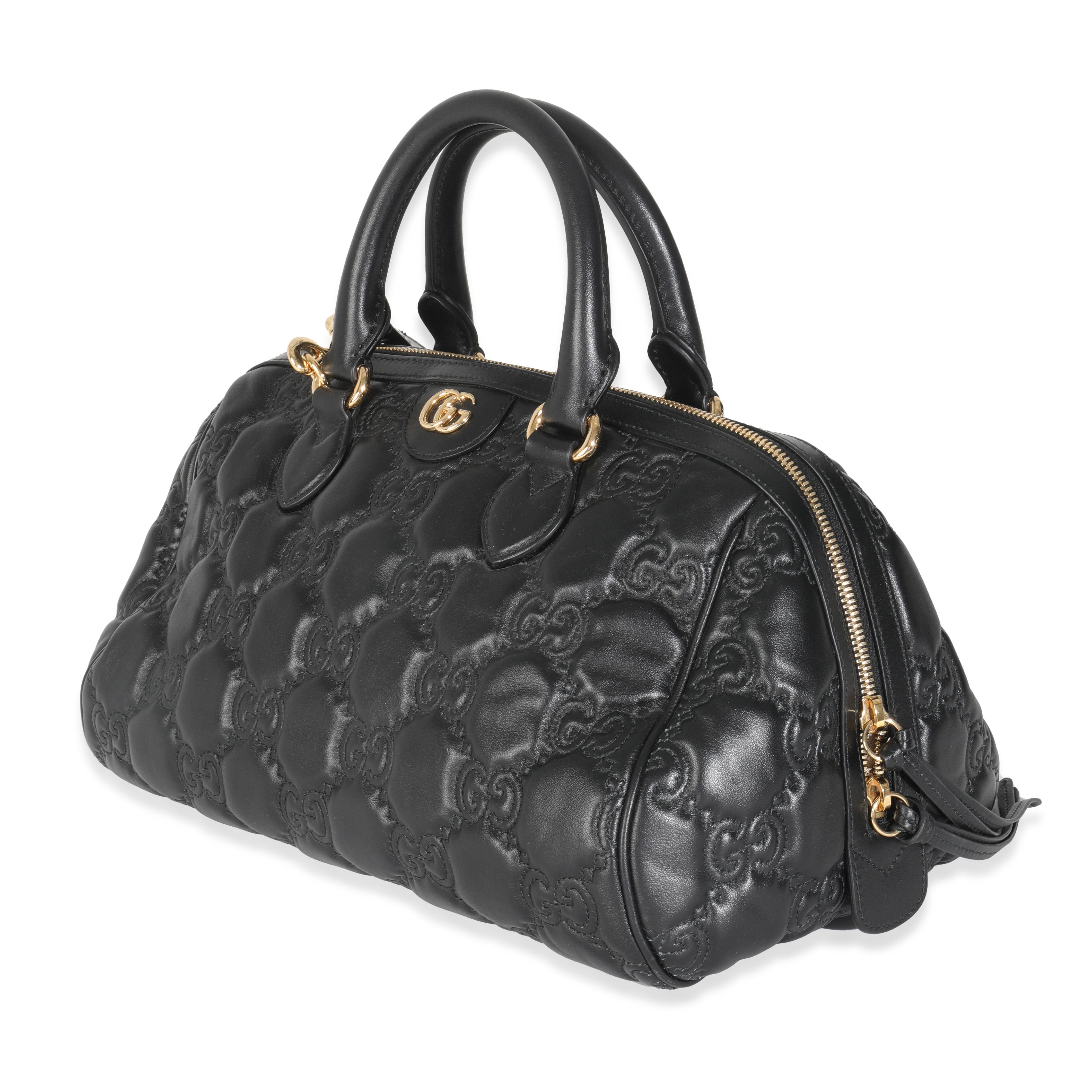 Bolso bombín mediano Gucci GG Matelasse de piel de becerro negra en Excelente estado para la venta en New York, NY
