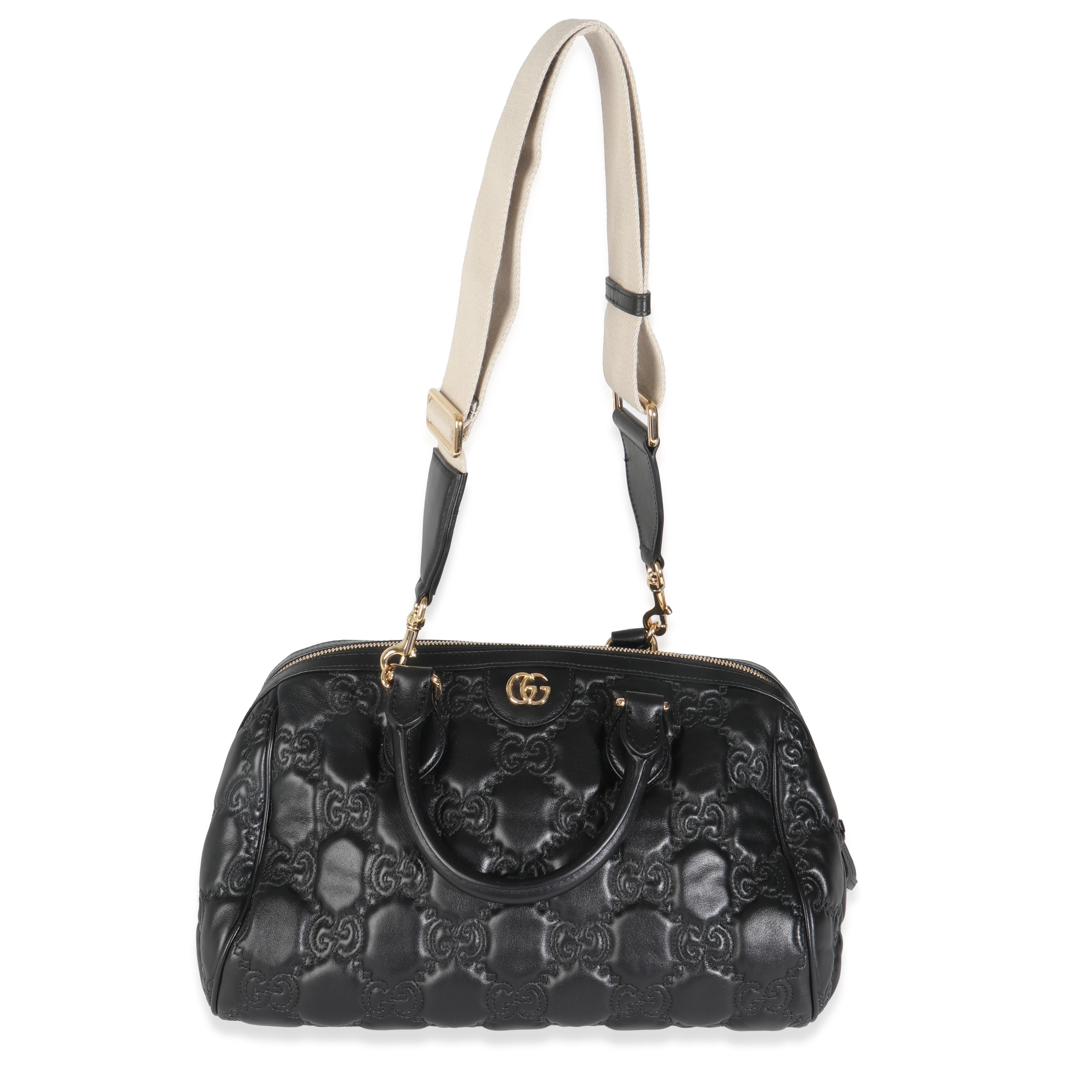 Bolso bombín mediano Gucci GG Matelasse de piel de becerro negra en venta 1