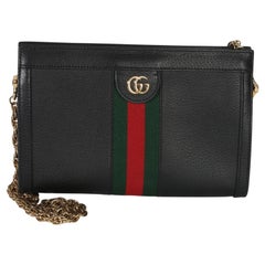 Gucci Black Calfskin GG Ophidia Small Web Chain Bag