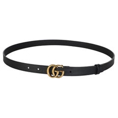 Gucci Black Calfskin Interlocking GG Marmont Thin Belt 90/36