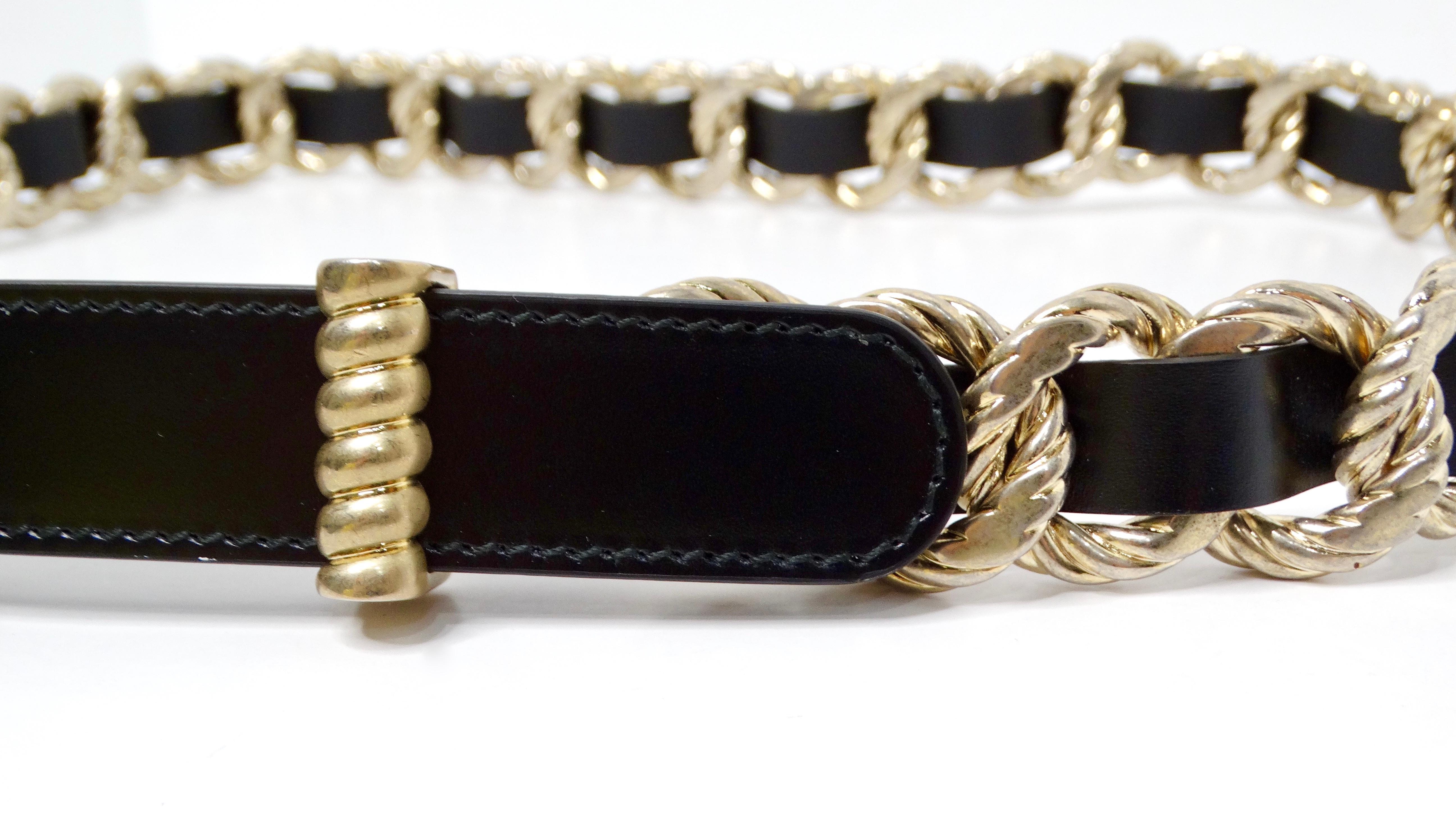 Women's Gucci Black Calfskin Leather Double G Logo Champagne Gold Tone Belt