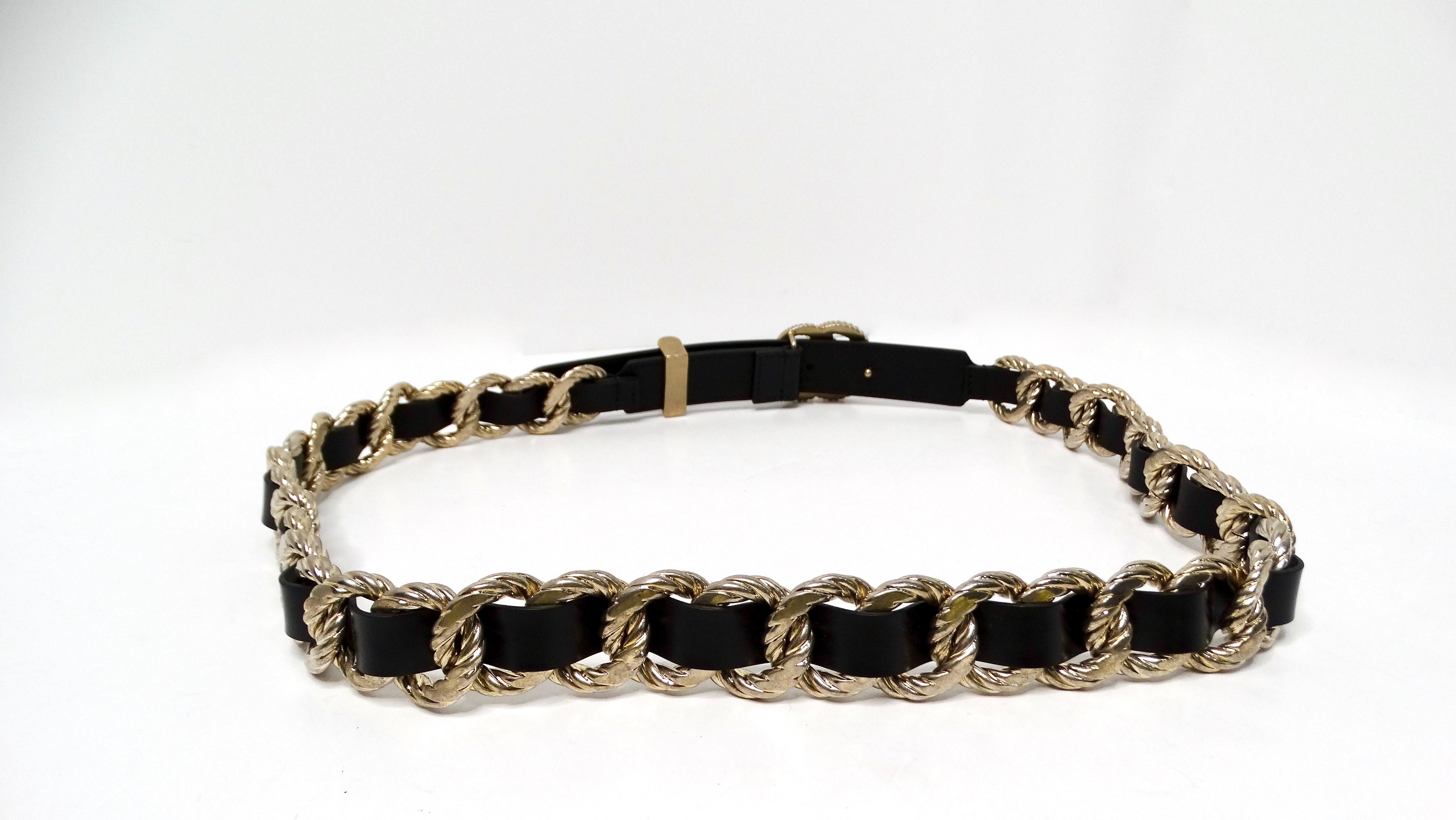 Gucci Black Calfskin Leather Double G Logo Champagne Gold Tone Belt 1