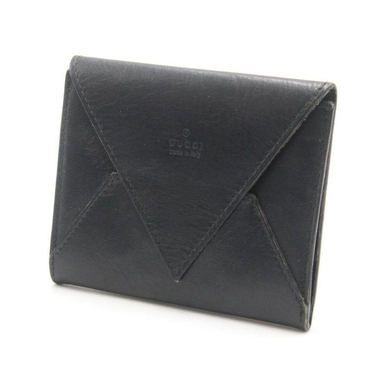 Gucci Black Calfskin Leather Envelope Pocket Card Holder Wallet For Sale at  1stDibs