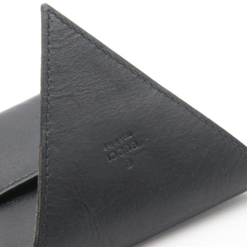 Gucci Portefeuille porte-cartes de poche enveloppant en cuir de veau noir Bon état - En vente à Downey, CA