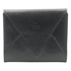 Gucci Black Calfskin Leather Envelope Pocket Card Holder Wallet