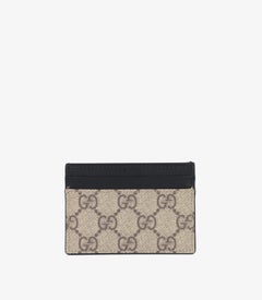 Portafoglio Gucci in pelle di vitello nera e tela GG Supreme Coates