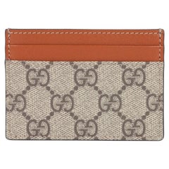 Gucci Black Calfskin Leather & GG Supreme Coated Canvas Cardholder