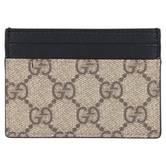 Portafoglio Gucci in pelle di vitello nera e tela GG Supreme Coates