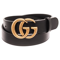 Gucci Black Calfskin Marmont GG Belt