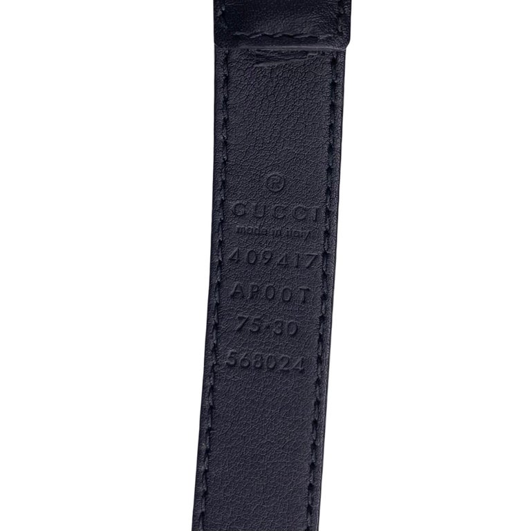 Gucci Black Calfskin Marmont Thin GG Belt (75/30) For Sale 1