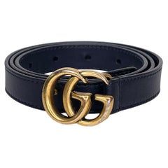 Gucci Black Calfskin Marmont Thin GG Belt (75/30)