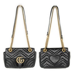 Gucci Black Calfskin Matelasse GG Marmont Mini Bag