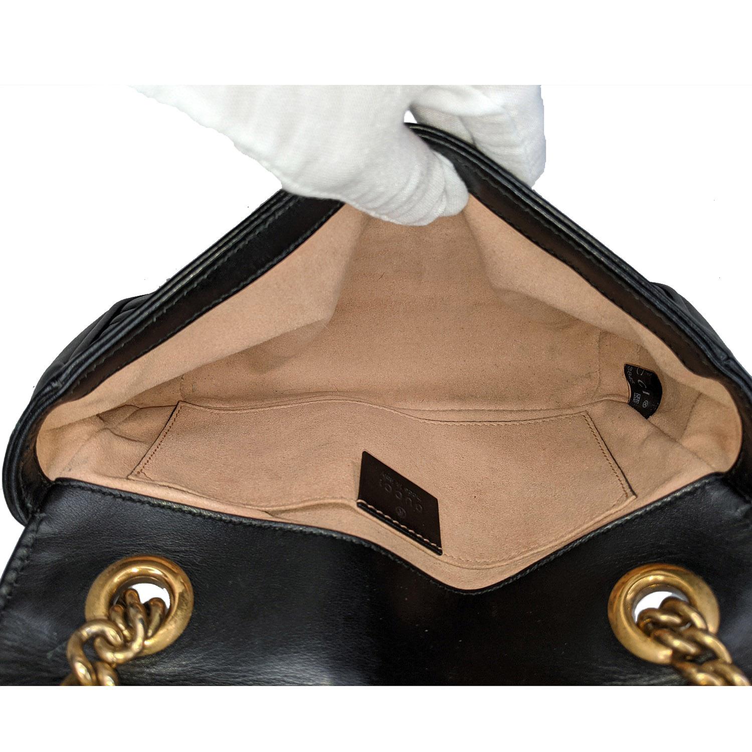 Gucci Black Calfskin Matelasse GG Marmont Mini Bag 1