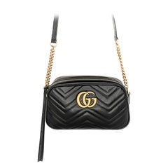 Gucci Black Calfskin Matelasse GG Marmont Small Bag
