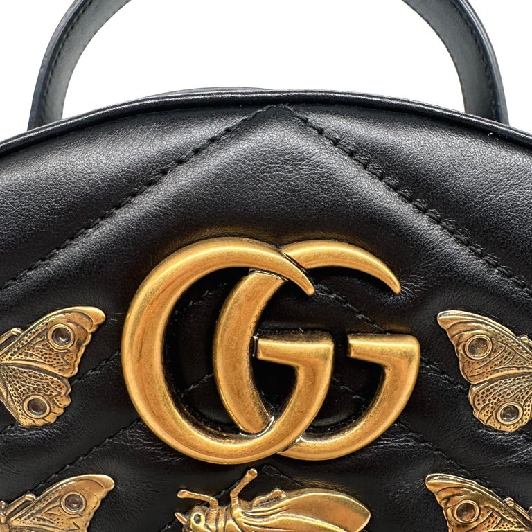 Gucci Black Calfskin Matelassé Leather Animal Studded GG  display picture 1