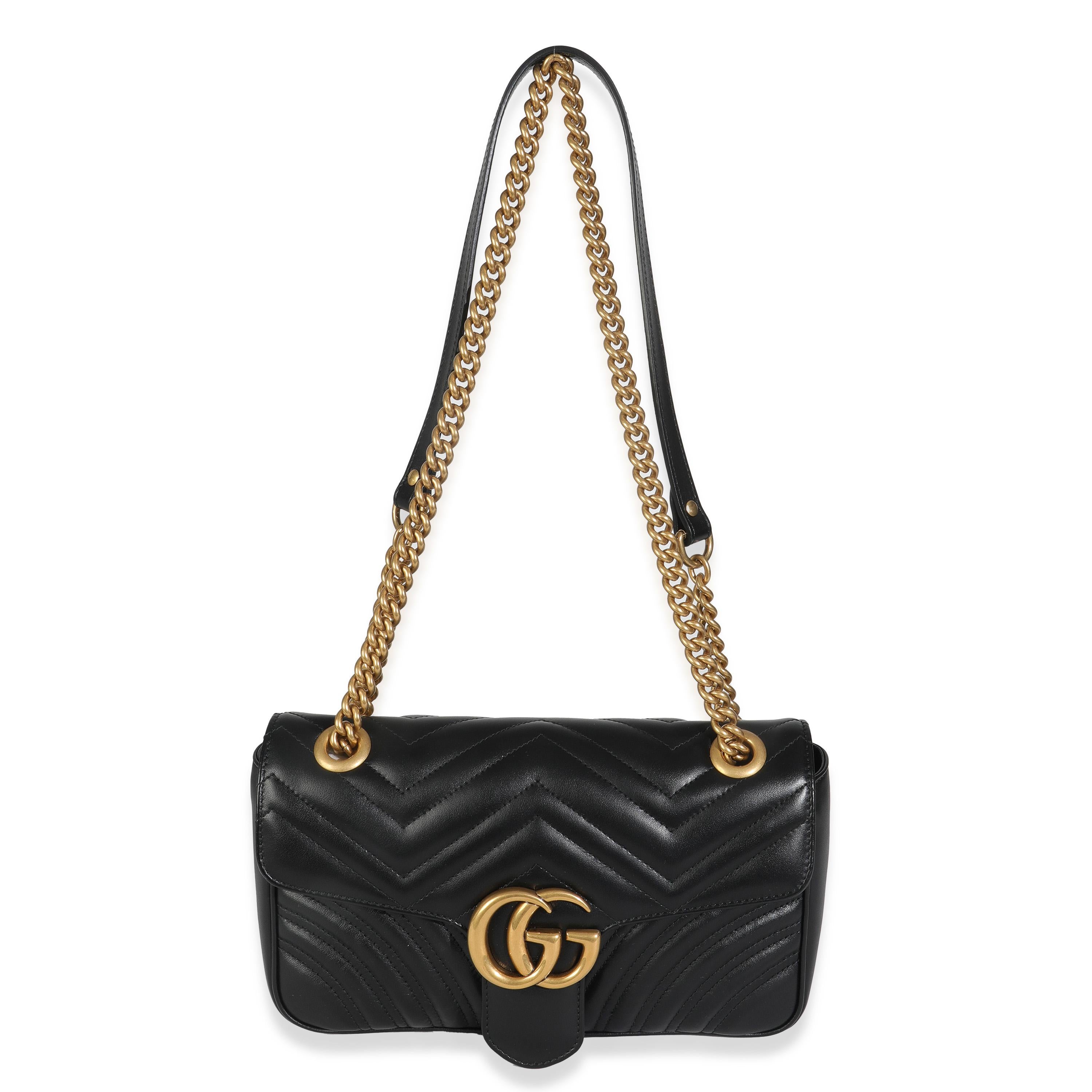 Gucci Schwarzes Kalbsleder Matelasse Medium GG Marmont Umhängetasche im Angebot 2