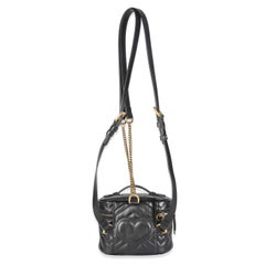 Gucci Black Calfskin Matelasse Mini GG Marmont Round Backpack