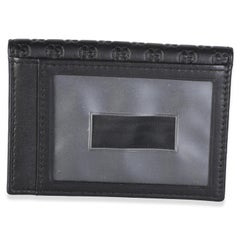 Gucci Black Calfskin Microguccissima Bow Card Holder