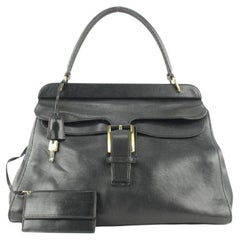 Gucci Black Calfskin Top Handle Satchel with Pouch 692gks319