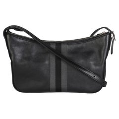 Gucci Black Calfskin Web Small Lunetta Crossbody Bag