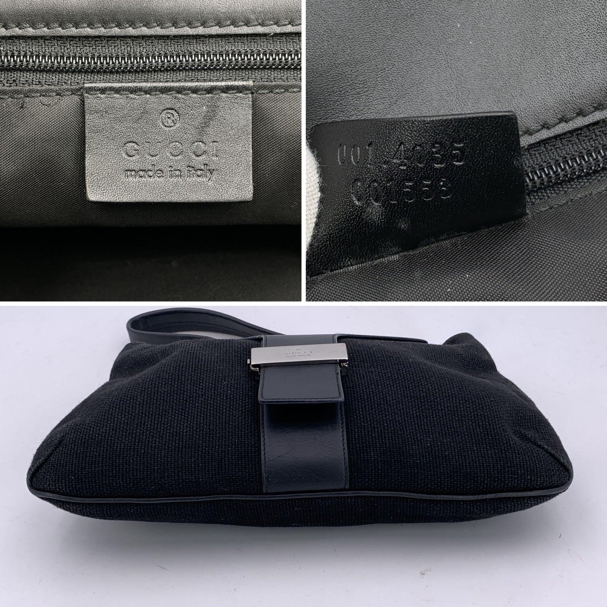 Sac à bandoulière à rabat en toile et cuir noir de Gucci Pour femmes en vente