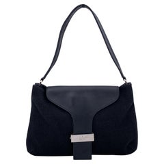 Sac à bandoulière à rabat en toile et cuir noir de Gucci
