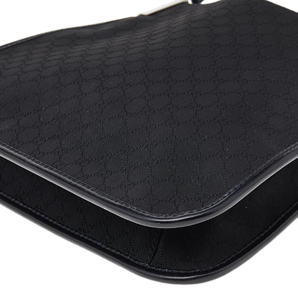 Gucci Borsa a tracolla Guccissima in tela e pelle nera 5