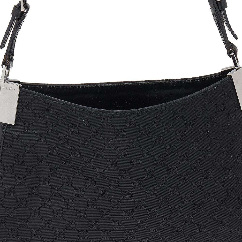 Gucci Borsa a tracolla Guccissima in tela e pelle nera 6