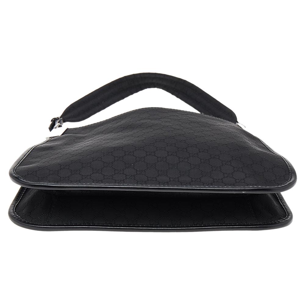 Donna Gucci Borsa a tracolla Guccissima in tela e pelle nera