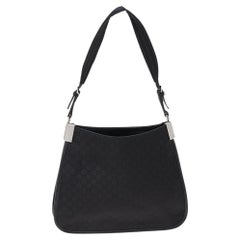 Gucci Guccissima Umhängetasche aus schwarzem Segeltuch und Leder