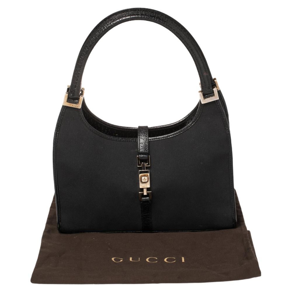 Gucci Black Canvas And Leather Jackie O Shoulder Bag 5