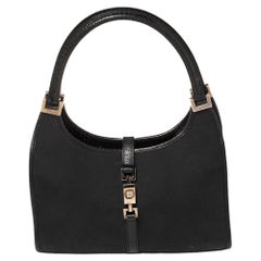 Used Gucci Black Canvas And Leather Jackie O Shoulder Bag